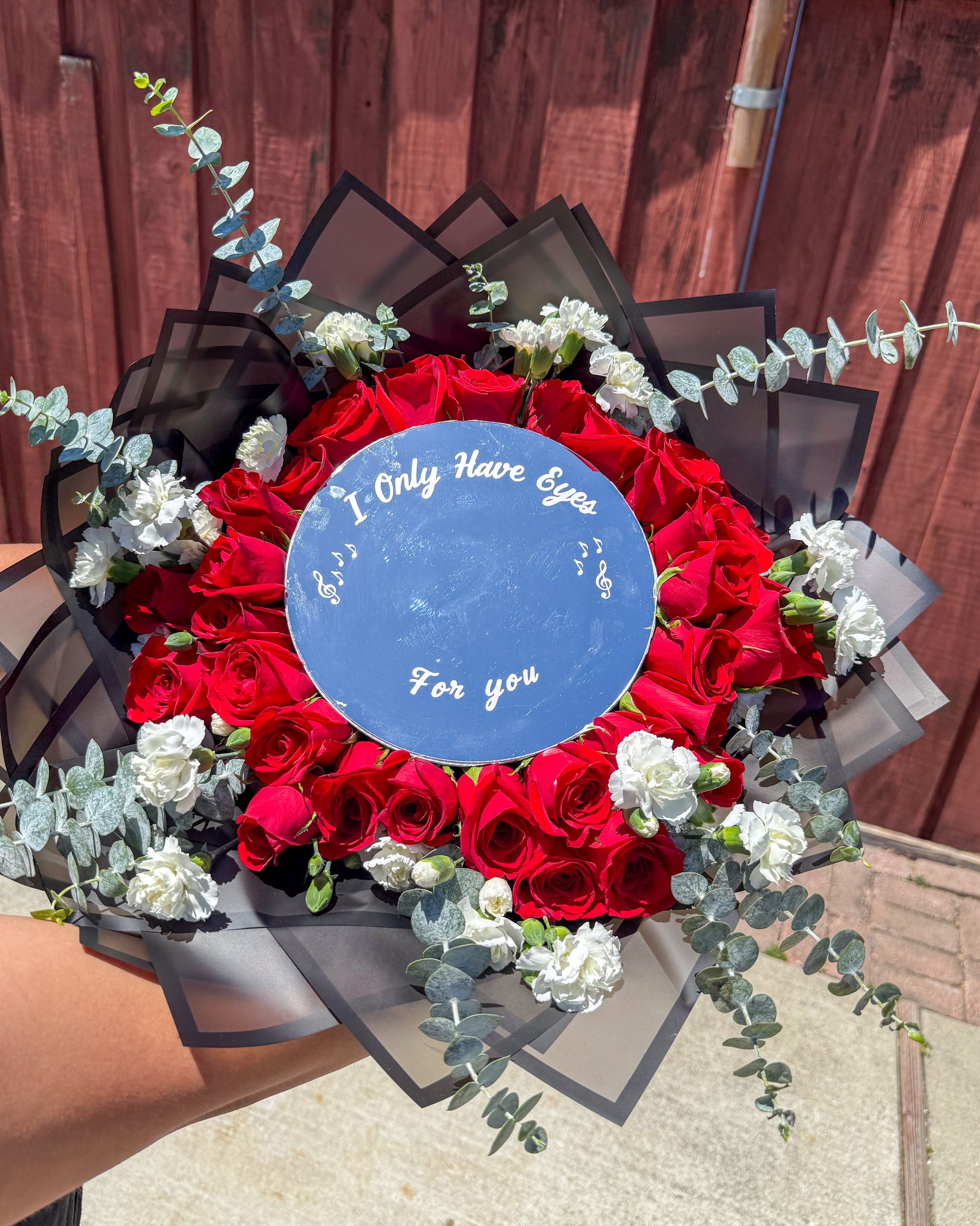 32 Red Rose Mirror Bouquet