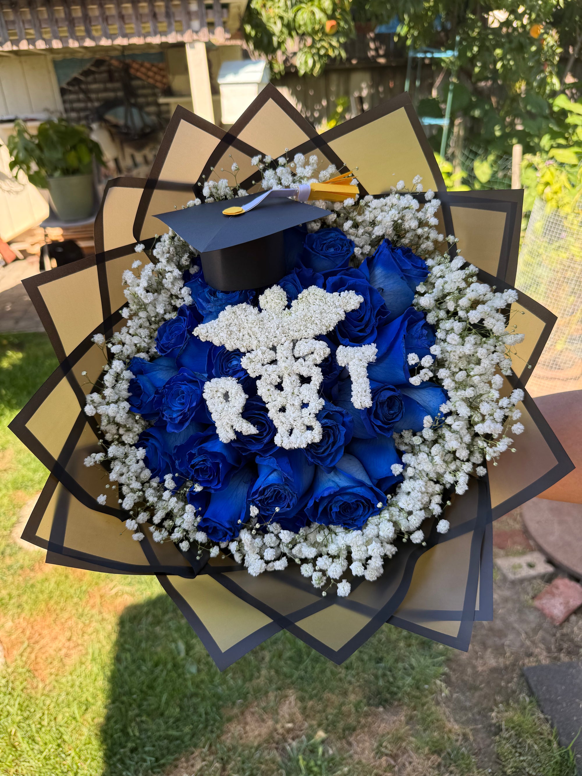 Graduation Blue Rose Bouquet