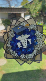 Graduation Blue Rose Bouquet